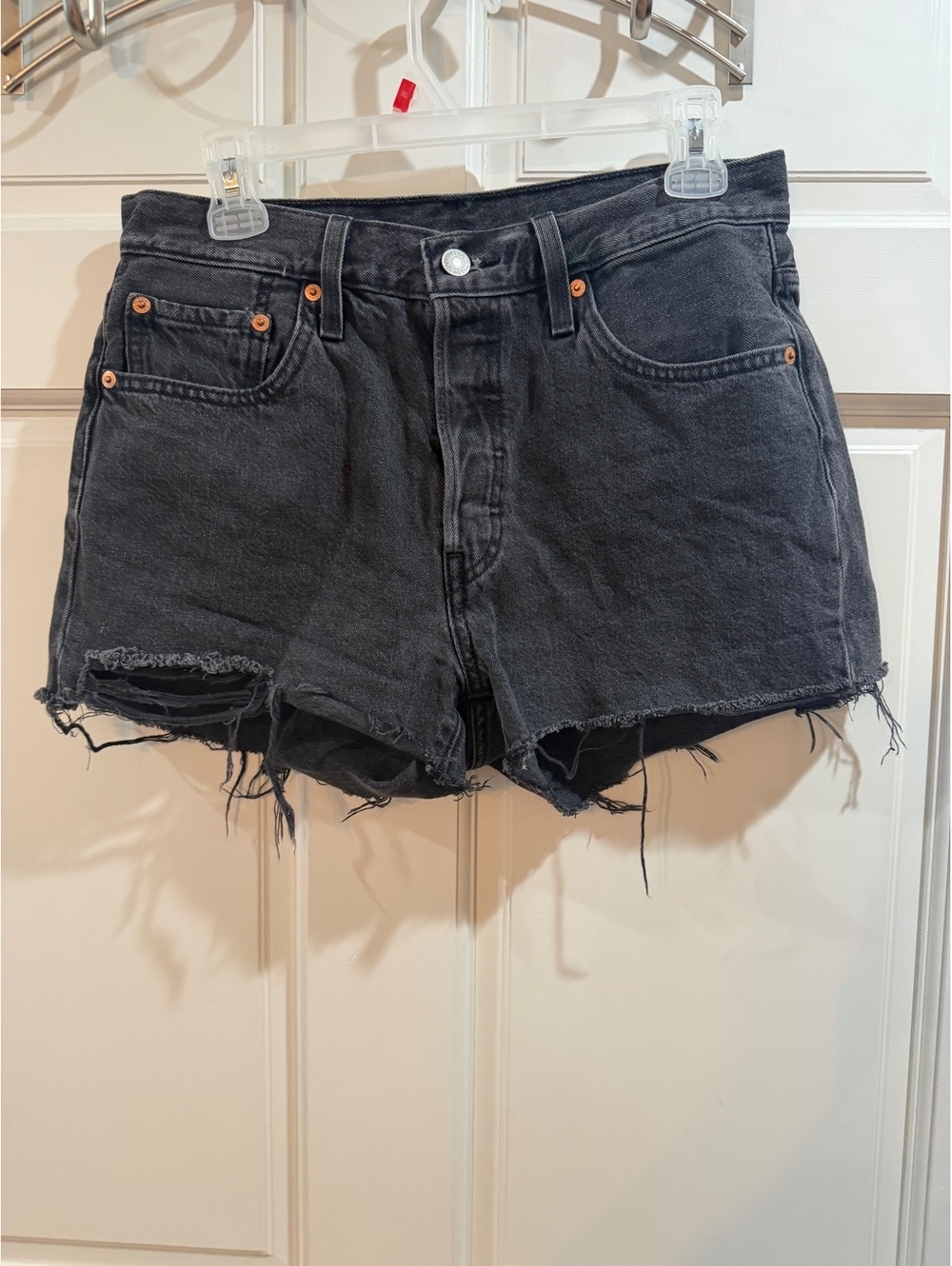 Levi's 501 Black Denim Cutoff Shorts Size 28